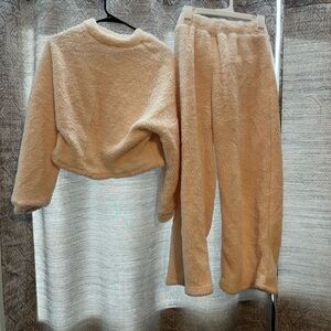 Cozy Beige Fleece Lounge Set